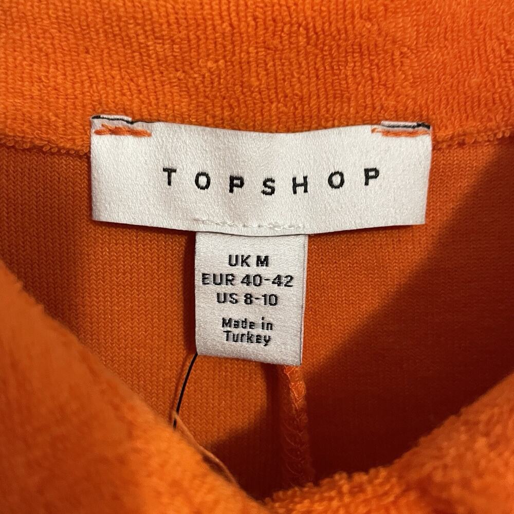 Topshop ASOS Terry Romper Women M 8-10 Orange 3/4 Sleeve Button Front Shorts NEW - Picture 5 of 9